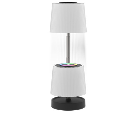 PLATINET PTL45RGB WAVY brezžična namizna LED svetilka, do 160 lumnov, nastavljiva svetlost / barvna temperatura / višina, 1200mAh polnilna baterija, IP44 odpornost, USB Type-C, 28.5x10cm, črno-bela