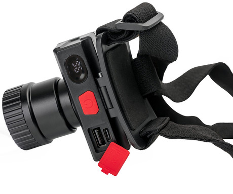 PLATINET PHLP51 naglavna LED svetilka, 10W moč, 1000 lumnov, 3000mAh polnilna baterija, nastavljiva svetlost, ZOOM funkcija, IPX4 vodoodpornost, upravljanje z gumbi / kretnjami, +naglavni trak, črna