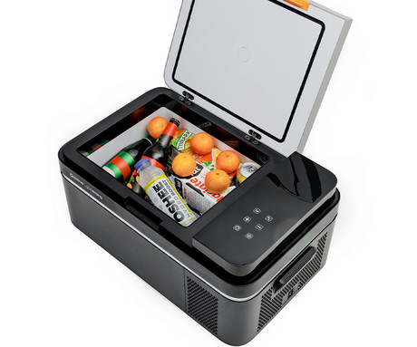 PLATINET PCCR20 prenosni kompresorski hladilnik, 20L, 12V/24V/230V napajanje, do -20°C, učinkovit hladilni sistem, nizka poraba energije, kompaktne dimenzije, tiho delovanje, 623x378x280mm, črno-siv