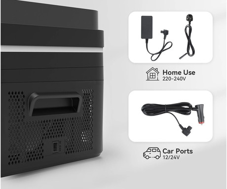 PLATINET PCCR30 prenosni kompresorski hladilnik, 30L, 12V/24V/230V napajanje, do -20°C, učinkovit hladilni sistem, nizka poraba energije, kompaktne dimenzije, tiho delovanje, 623x378x370mm, črno-siv