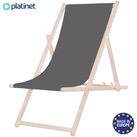 PLATINET PSW leseni ležalnik, MADE in EU, 3 stopnje nastavitve, zložljiva oblika, ultra lahka teža, zaščita pred nenamernim zlaganjem, bukov les, UV & vodoodporna tkanina, grafitno siv