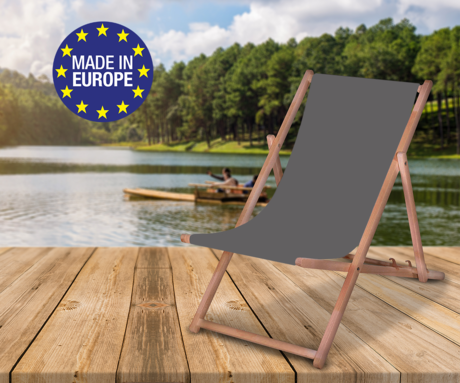 PLATINET PSW leseni ležalnik, MADE in EU, 3 stopnje nastavitve, zložljiva oblika, ultra lahka teža, zaščita pred nenamernim zlaganjem, bukov les, UV & vodoodporna tkanina, grafitno siv