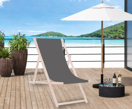 PLATINET PSW leseni ležalnik, MADE in EU, 3 stopnje nastavitve, zložljiva oblika, ultra lahka teža, zaščita pred nenamernim zlaganjem, bukov les, UV & vodoodporna tkanina, grafitno siv