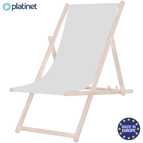 PLATINET PSW leseni ležalnik, MADE in EU, 3 stopnje nastavitve, zložljiva oblika, ultra lahka teža, zaščita pred nenamernim zlaganjem, bukov les, UV & vodoodporna tkanina, siv