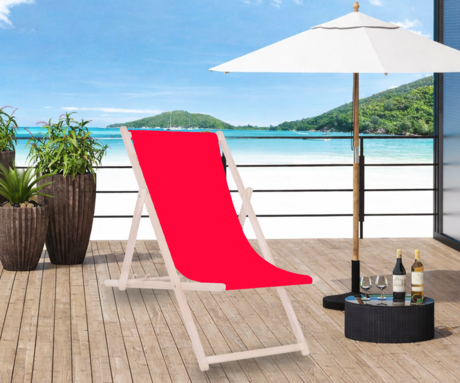 PLATINET PSW leseni ležalnik, MADE in EU, 3 stopnje nastavitve, zložljiva oblika, ultra lahka teža, zaščita pred nenamernim zlaganjem, bukov les, UV & vodoodporna tkanina, rdeč
