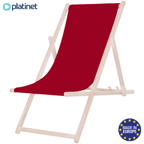 PLATINET PSW leseni ležalnik, MADE in EU, 3 stopnje nastavitve, zložljiva oblika, ultra lahka teža, zaščita pred nenamernim zlaganjem, bukov les, UV & vodoodporna tkanina, bordo rdeč