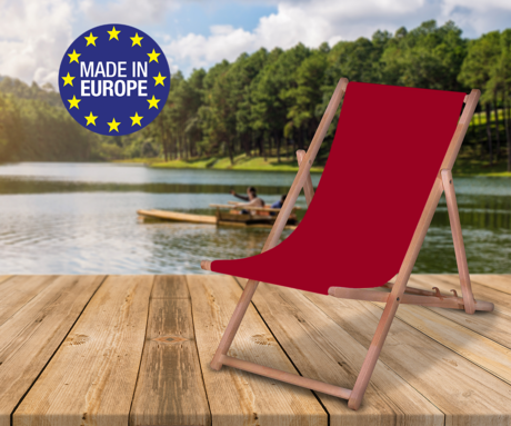 PLATINET PSW leseni ležalnik, MADE in EU, 3 stopnje nastavitve, zložljiva oblika, ultra lahka teža, zaščita pred nenamernim zlaganjem, bukov les, UV & vodoodporna tkanina, bordo rdeč