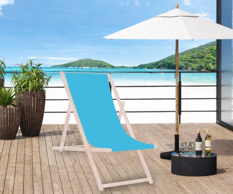 PLATINET PSW leseni ležalnik, MADE in EU, 3 stopnje nastavitve, zložljiva oblika, ultra lahka teža, zaščita pred nenamernim zlaganjem, bukov les, UV & vodoodporna tkanina, svetlo moder