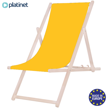 PLATINET PSW leseni ležalnik, MADE in EU, 3 stopnje nastavitve, zložljiva oblika, ultra lahka teža, zaščita pred nenamernim zlaganjem, bukov les, UV & vodoodporna tkanina, rumen