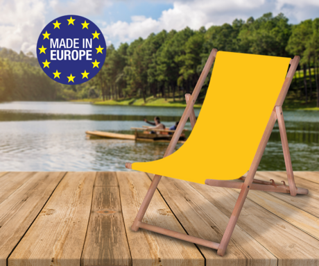 PLATINET PSW leseni ležalnik, MADE in EU, 3 stopnje nastavitve, zložljiva oblika, ultra lahka teža, zaščita pred nenamernim zlaganjem, bukov les, UV & vodoodporna tkanina, rumen