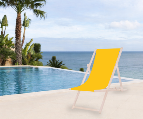 PLATINET PSW leseni ležalnik, MADE in EU, 3 stopnje nastavitve, zložljiva oblika, ultra lahka teža, zaščita pred nenamernim zlaganjem, bukov les, UV & vodoodporna tkanina, rumen