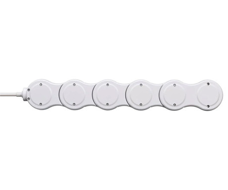 WELL EXTSR-5S3M-USB električni podaljšek, upogljiv / nastavljiv, 5x SCHUKO, 2x USB Type-A, 220-250V 16A, 3m kabel, IP20 odpornost, bel