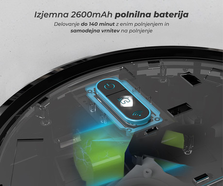 MAMIBOT EXVAC730 MARVLO robotski sesalnik, 3v1 hibrid (sesanje, pometanje, pomivanje), 3000Pa moč, GYRO 6.0 navigacija, WIFI, 2600mAh baterija, 2v1 rezervoar, aplikacija, bel (Cloud White)