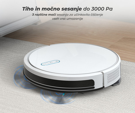 MAMIBOT EXVAC730 MARVLO robotski sesalnik, 3v1 hibrid (sesanje, pometanje, pomivanje), 3000Pa moč, GYRO 6.0 navigacija, WIFI, 2600mAh baterija, 2v1 rezervoar, aplikacija, bel (Cloud White)