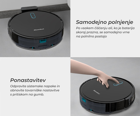 MAMIBOT EXVAC730 MARVLO robotski sesalnik, 3v1 hibrid (sesanje, pometanje, pomivanje), 3000Pa moč, GYRO 6.0 navigacija, WIFI, 2600mAh baterija, 2v1 rezervoar, aplikacija, bel (Cloud White)
