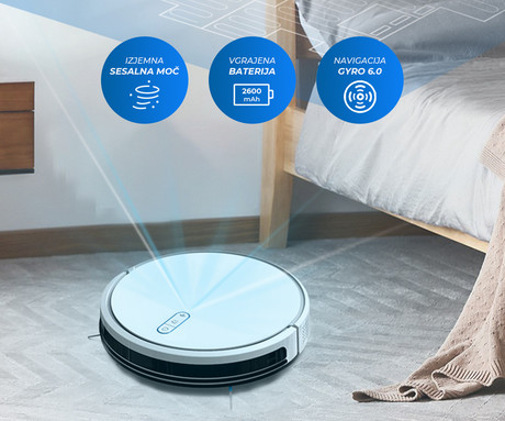 MAMIBOT EXVAC730 MARVLO robotski sesalnik, 3v1 hibrid (sesanje, pometanje, pomivanje), 3000Pa moč, GYRO 6.0 navigacija, WIFI, 2600mAh baterija, 2v1 rezervoar, aplikacija, bel (Cloud White)