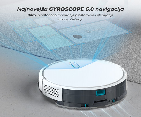 MAMIBOT EXVAC730 MARVLO robotski sesalnik, 3v1 hibrid (sesanje, pometanje, pomivanje), 3000Pa moč, GYRO 6.0 navigacija, WIFI, 2600mAh baterija, 2v1 rezervoar, aplikacija, bel (Cloud White)