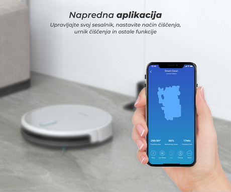 MAMIBOT EXVAC730 MARVLO robotski sesalnik, 3v1 hibrid (sesanje, pometanje, pomivanje), 3000Pa moč, GYRO 6.0 navigacija, WIFI, 2600mAh baterija, 2v1 rezervoar, aplikacija, bel (Cloud White)