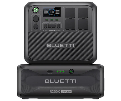 BLUETTI AC200L prenosna polnilna postaja, 2400W moč, 2048Wh baterija, polnjenje / napajanje naprav, BMS sistem, aplikacija, 4x AC, 2x DC 48/12V, 2x USB-A, 2x USB-C, zaslon, ročaj, črna