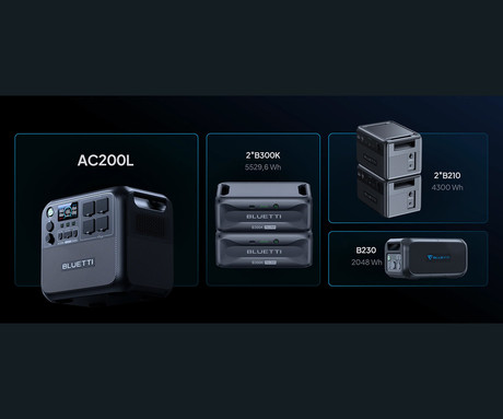 BLUETTI AC200L prenosna polnilna postaja, 2400W moč, 2048Wh baterija, polnjenje / napajanje naprav, BMS sistem, aplikacija, 4x AC, 2x DC 48/12V, 2x USB-A, 2x USB-C, zaslon, ročaj, črna