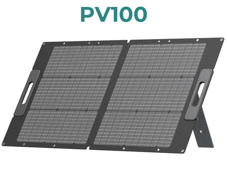 BLUETTI PV100 prenosni solarni panel, 100W moč, polnjenje polnilnih postaj, zložljiva oblika, stojalo, ročaj, UV odpornost, IP67 vodoodpornost, ETFE prevleka, MC4 konektor, črn