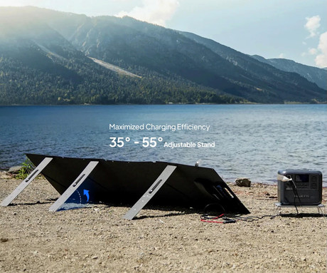 BLUETTI PV350 prenosni solarni panel, 350W moč, polnjenje polnilnih postaj, zložljiva oblika, stojalo, ročaj, UV odpornost, IP67 vodoodpornost, ETFE prevleka, MC4 konektor, črn