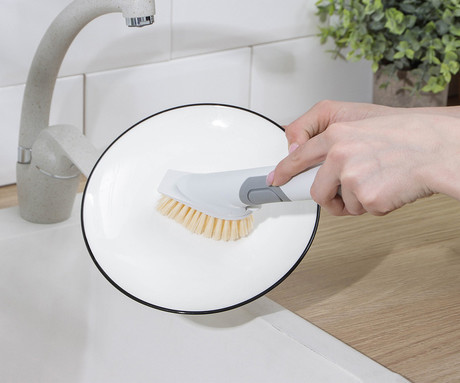 ALPINA krtača za pomivanje posode, z dozirnikom mila, multifunkcijska, les, ABS, 25x3x3cm