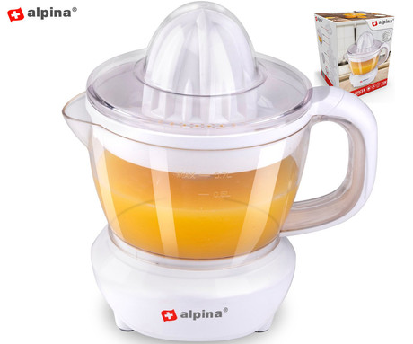 ALPINA ožemalnik citrusov / juicer, električni, 25W, 700ml, 2 nastavka, 2 smeri delovanja, odstranljiva posoda, bel