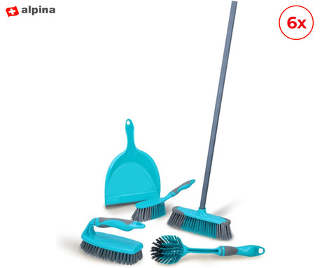 ALPINA komplet / set za čiščenje, 6 kos, 127,8x5,9x5,1 cm, ABS+kovina, nedrseči ročaji, modra+siva