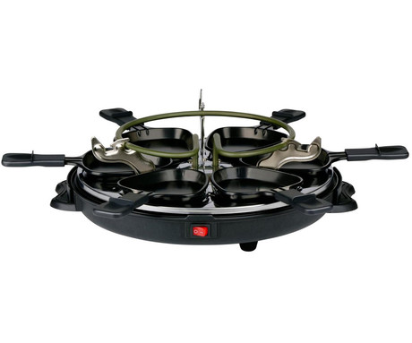 ALPINA GRILL električni žar / raclette, gourmet, 800W, premaz proti prijemanju, snemljiva plošča, 6x ponev, črn ALPINA GRILL električni žar / raclette, gourmet, 800W, premaz proti prijemanju, snemljiva plošča, 6x ponev, črn