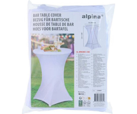 ALPINA prevleka za barsko mizo, Ø90cm, bela