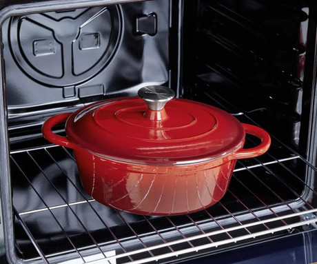 ALPINA litoželezni lonec / posoda, 5L, prevleka proti prijemanju, za vse vrste pečic in kuhalnikov, ročaji, 33x25x11cm, rdeč ALPINA litoželezni lonec / posoda, 5L, prevleka proti prijemanju, za vse vrste pečic in kuhalnikov, ročaji, 33x25x11cm, rdeč