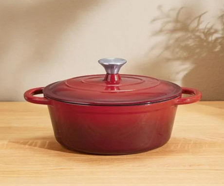 ALPINA litoželezni lonec / posoda, 5L, prevleka proti prijemanju, za vse vrste pečic in kuhalnikov, ročaji, 33x25x11cm, rdeč ALPINA litoželezni lonec / posoda, 5L, prevleka proti prijemanju, za vse vrste pečic in kuhalnikov, ročaji, 33x25x11cm, rdeč