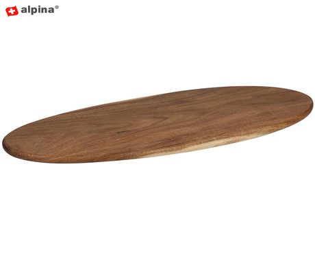 ALPINA servirna / rezalna deska, XXL velikost, elegantna ovalna oblika, vzdržljiv les, enostavno čiščenje, 65x26x1.5cm, rjava