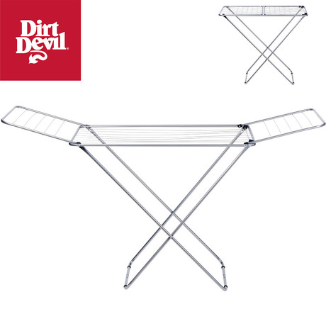 DIRT DEVIL stojalo za sušenje perila, samostoječe / zložljivo, kovinsko, 18m prostora, protizdrsne nogice, izjemna stabilnost, za notranjo / zunanjo uporabo, srebrno