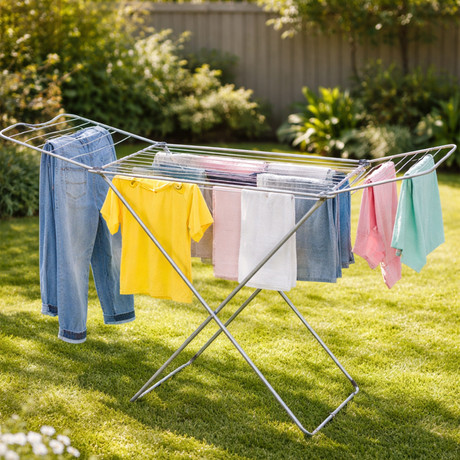 DIRT DEVIL stojalo za sušenje perila, samostoječe / zložljivo, kovinsko, 18m prostora, protizdrsne nogice, izjemna stabilnost, za notranjo / zunanjo uporabo, srebrno