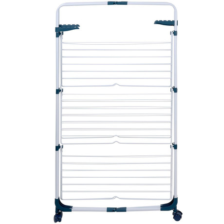 DIRT DEVIL stojalo za sušenje perila, pokončno / samostoječe / zložljivo, kovinsko, 30m prostora, kavlji za obešalnike, kolesa za premikanje, izjemna stabilnost, za notranjo / zunanjo uporabo, belo