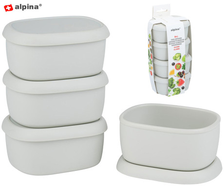 ALPINA komplet posod za shranjevanje živil in hrane, 4x 200ml posoda, silikon, shranjevanje različnih živil / sadja / zelenjave, bež