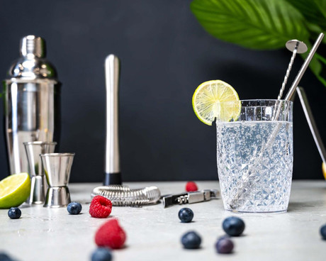 ALPINA COCKTAIL komplet pripomočkov za koktajle, 14 kos, All-In-One, darilno pakiranje, nerjaveče jeklo, srebrn