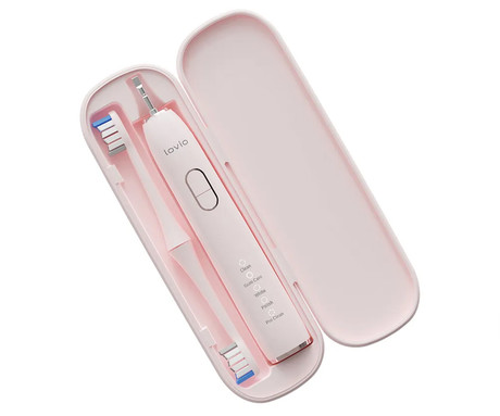 MANTA LOVIO SonicProtect PRO sonična električna zobna ščetka, 5 nastavkov, 5 načinov, 3 stopnje, senzor pritiska, Sonic Vibration tehnologija, baterija, IPX8 vodoodpornost, dodatki, roza(Blush Pink)