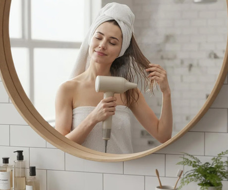 MANTA LOVIO LVHD001 AirFlow sušilnik za lase, 1600W moč, 4 načini, 2 hitrosti, nastavljiva temperatura, Nano-Negative Plasma ionizacija, NTC tehnologija, BLDC motor, +dodatki, bež (Cashmere Beige)