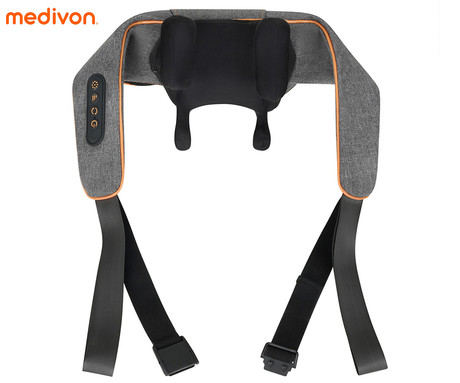 MEDIVON COLLAR SIMPLE 2 masažna naprava za telo, profesionalna, 3D SHIATSU masaža, 3 načini, sproščanje / raztezanje / regeneracija, polnilna baterija, funkcija gretja, časovnik, gumbi, ročaji, USB-C