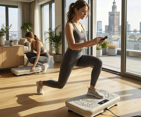 MEDIVON OXYA FIT fitnes vibracijska plošča / naprava, profesionalna, 150W, 5 načinov, 99 stopenj intenzivnosti, vadbene vrvi, nezdrsna površina, LED zaslon, vadba / masaža / raztezanje, daljinec,timer