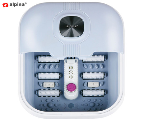 ALPINA masažna naprava za stopala, 500W moč, 8L prostornina, gretje / pomirjanje / masaža, zložljiva zasnova, enostavno čiščenje, 40x33.5x21cm, bela, siva