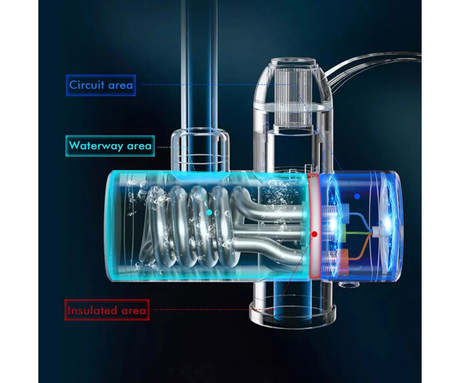 WELL RAINFALL električna grelna pipa / tuš ročna prha, 3600W, 360° vrtenje, 110cm kabel, LCD zaslon, IPX4 vodoodpornost, topla/vroča voda v nekaj sekundah, stenski priklop