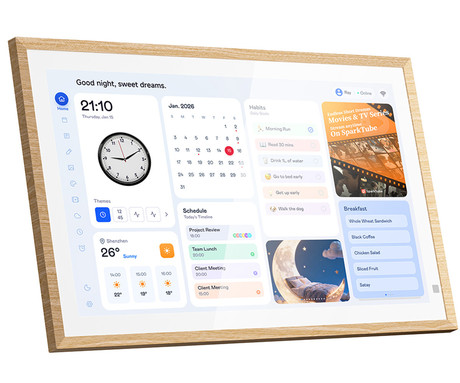 BLACKVIEW NEST 15 pametni foto okvir / koledar / HUB, 39.6cm (15.6"), FHD+ IPS zaslon na dotik, Android OS, WIFI 6, BT 5.4, 3GB RAM, 32GB ROM, do 512GB spomina, zvočnik, stojalo, rjav (Natural Wood)