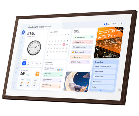 BLACKVIEW NEST 15 pametni foto okvir / koledar / HUB, 39.6cm (15.6"), FHD+ IPS zaslon na dotik, Android OS, WIFI 6, BT 5.4, 3GB RAM, 32GB ROM, do 512GB spomina, zvočnik, stojalo, rjav (Walnut Wood)