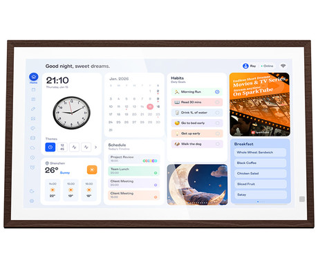 BLACKVIEW NEST 15 pametni foto okvir / koledar / HUB, 39.6cm (15.6"), FHD+ IPS zaslon na dotik, Android OS, WIFI 6, BT 5.4, 3GB RAM, 32GB ROM, do 512GB spomina, zvočnik, stojalo, rjav (Walnut Wood)