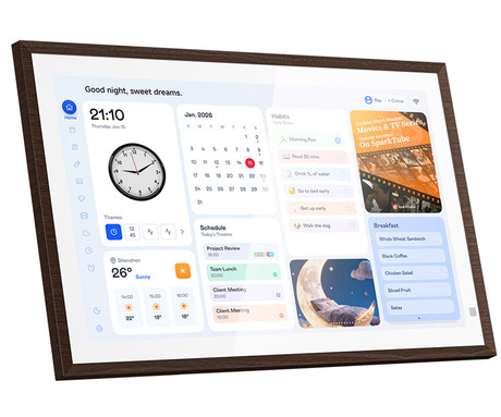 BLACKVIEW NEST 15 pametni foto okvir / koledar / HUB, 39.6cm (15.6"), FHD+ IPS zaslon na dotik, Android OS, WIFI 6, BT 5.4, 3GB RAM, 32GB ROM, do 512GB spomina, zvočnik, stojalo, rjav (Walnut Wood)