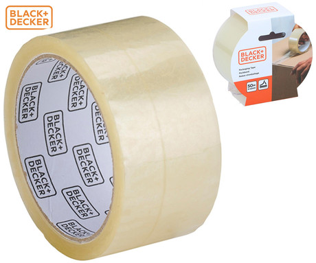 BLACK+DECKER profesionalni lepilni trak / selotejp, 50m dolžina, 48mm širina, Premium debelina 38 mikronov, izjemna trpežnost, prozoren